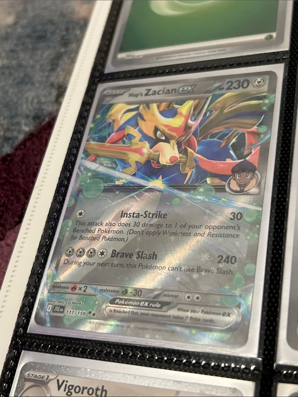 Pokemon Zacian ex Holographic Card - Silver, Blue, Red, Yellow